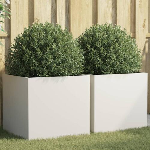 Plantekasser 2 stk. 49x47x46 cm koldvalset stål hvid