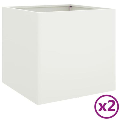 Plantekasser 2 stk. 49x47x46 cm koldvalset stål hvid