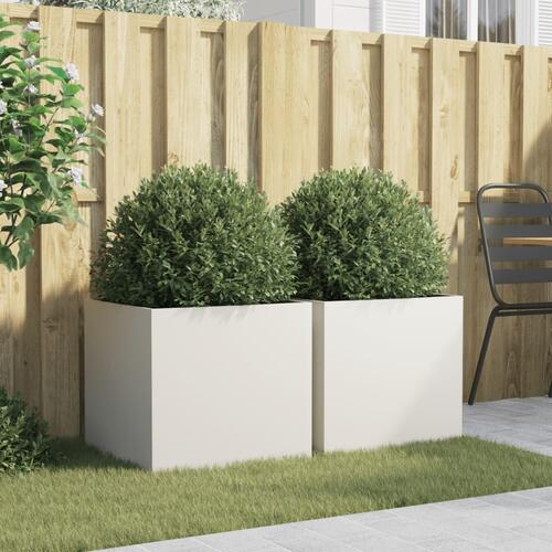 Plantekasser 2 stk. 49x47x46 cm koldvalset stål hvid