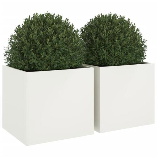 Plantekasser 2 stk. 49x47x46 cm koldvalset stål hvid