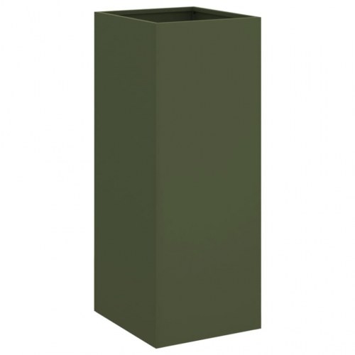 Plantekasse i stål 32 x 29 x 75 cm - olivengrøn