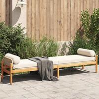 Havebænk med hynde polyrattan og akacietræ beige
