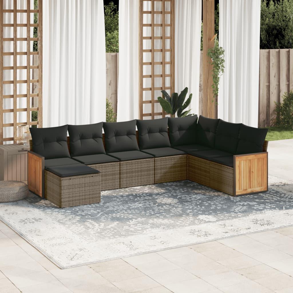 Sofasæt Til Haven 9 Dele Med Hynder Polyrattan - Grå / Uden bord