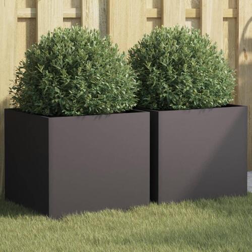 Plantekasser 2 stk. 42x40x39 cm koldvalset stål sort