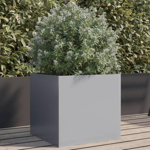 Plantekasse i galvaniseret stål 42 x 40 x 39 cm - sølvfarvet