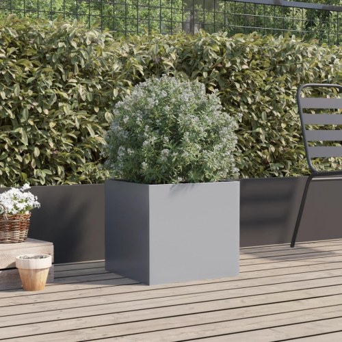 Plantekasse i galvaniseret stål 42 x 40 x 39 cm - sølvfarvet