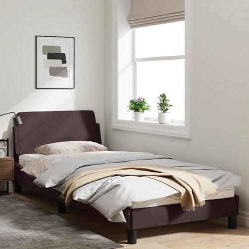 Sengeramme uden madras Mørkebrun 90x200 cm Stof