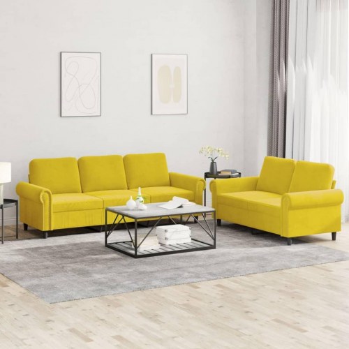 Sofasæt i velour - 2- og 3-personers, gul