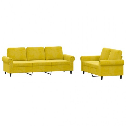 Sofasæt i velour - 2- og 3-personers, gul
