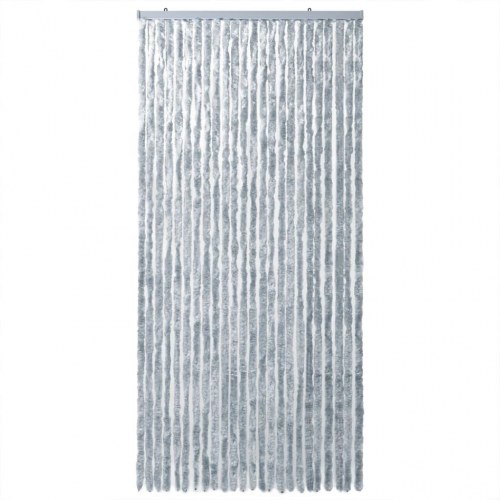 Flueforhæng 100 × 230 cm i chenille - grå/hvid dørgardin