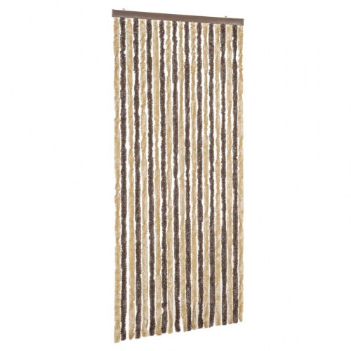 Flueforhæng 90×200 cm i chenille - mørkebrun og beige