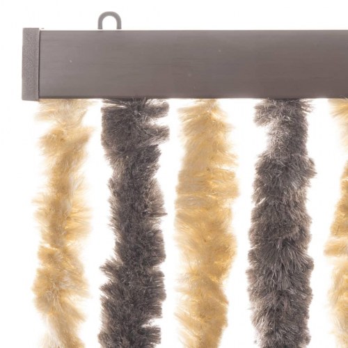 Flueforhæng 90×200 cm i chenille - mørkebrun og beige