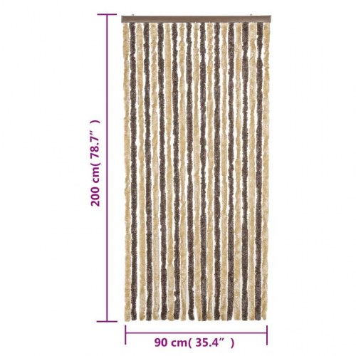 Flueforhæng 90×200 cm i chenille - mørkebrun og beige