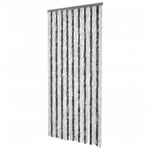 Flueforhæng 100 × 200 cm i chenille - grå/hvid dørgardin