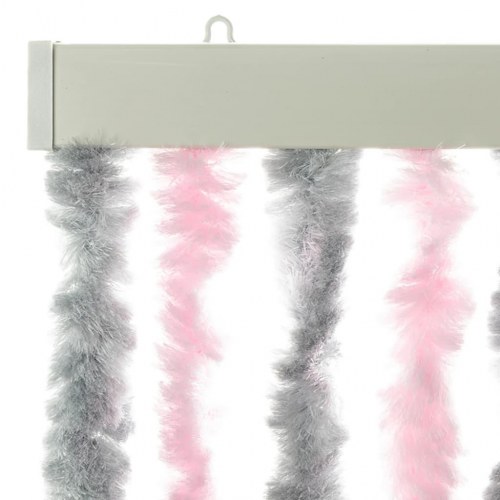Flueforhæng 56×185 cm i chenille - sølvgrå/lyserød