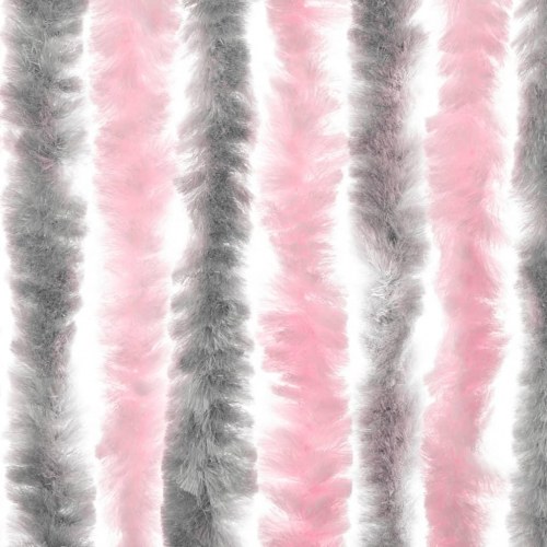 Flueforhæng 56×185 cm i chenille - sølvgrå/lyserød