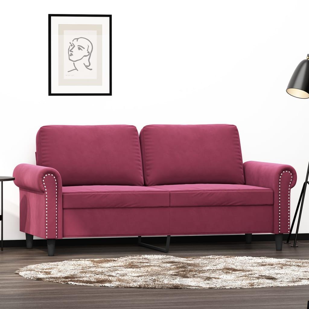 3-Personers Sofa Fløjl - 140 cm / Vinrød