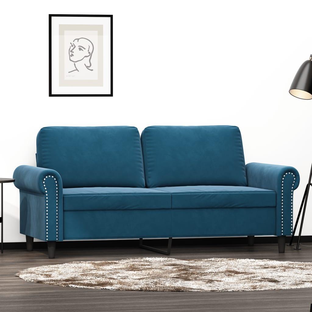 3-Personers Sofa Fløjl - 140 cm / Blå