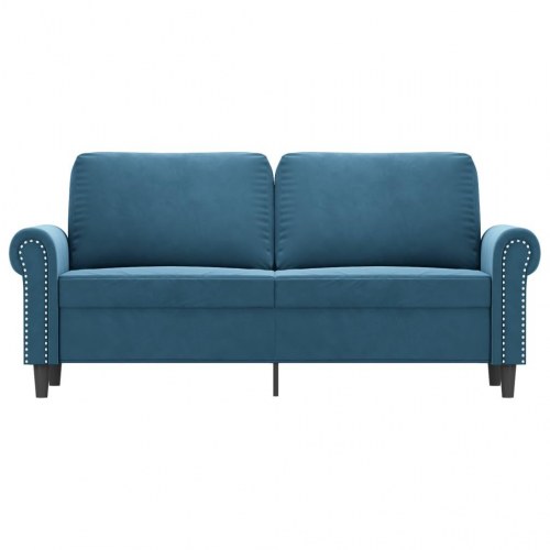 2-personers sofa i blå velour - 172 cm