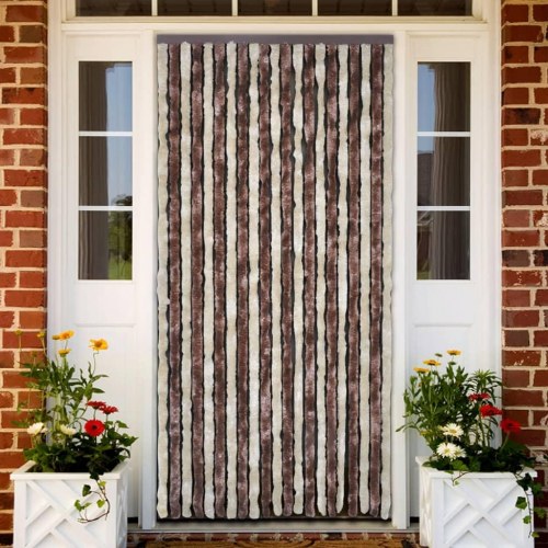 Flueforhæng 100×230 cm i chenille - beige/lysebrun dørgardin