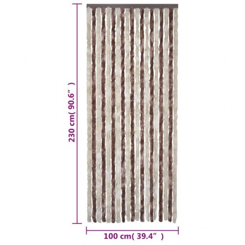 Flueforhæng 100×230 cm i chenille - beige/lysebrun dørgardin