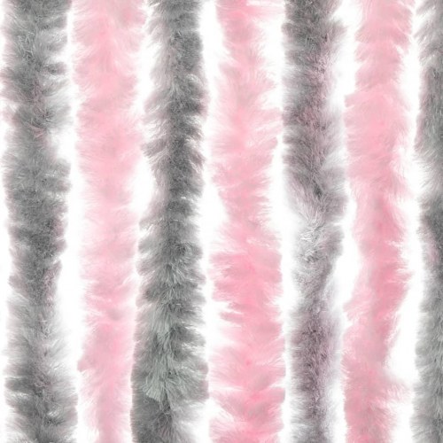 Flueforhæng 56 x 200 cm i chenille - sølvgrå/lyserød
