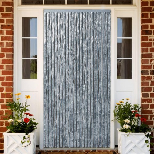 Flueforhæng 100×200 cm i chenille - grå/hvid dørgardin