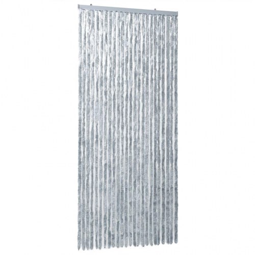 Flueforhæng 100×200 cm i chenille - grå/hvid dørgardin