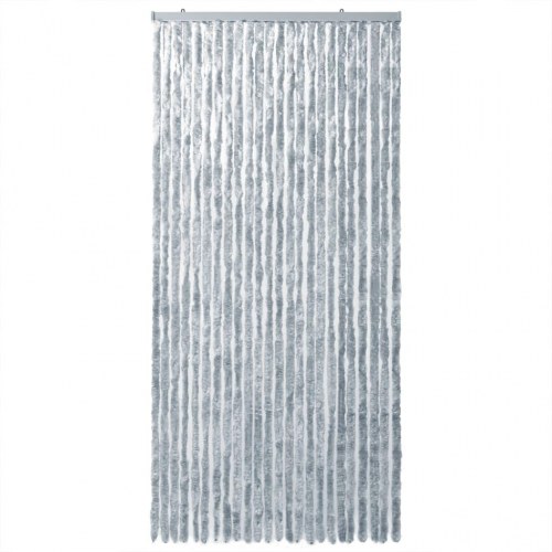 Flueforhæng 100×200 cm i chenille - grå/hvid dørgardin