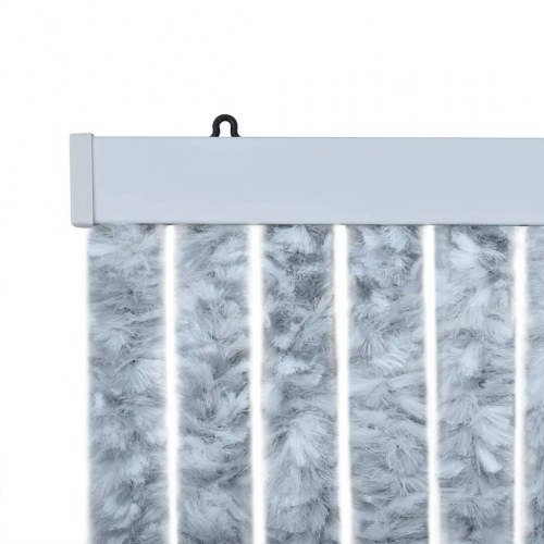 Flueforhæng 100×200 cm i chenille - grå/hvid dørgardin