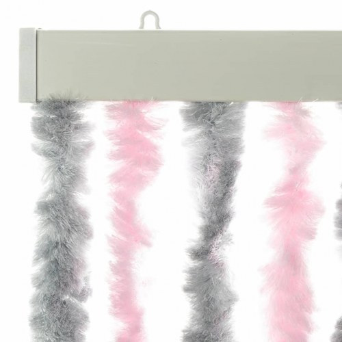 Flueforhæng 90×220 cm i chenille - sølvgrå/lyserød dørgardin