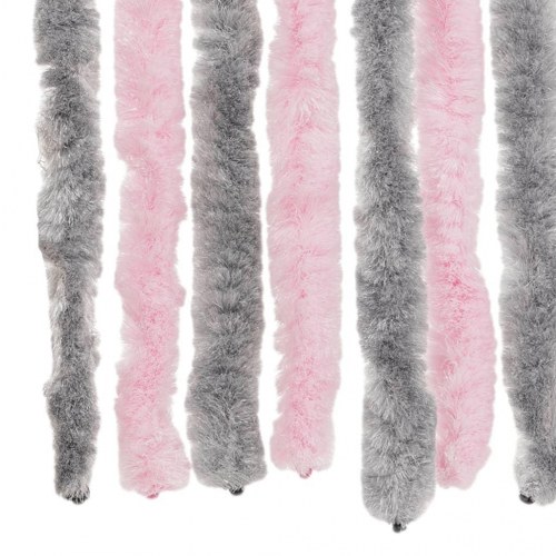 Flueforhæng 90×220 cm i chenille - sølvgrå/lyserød dørgardin