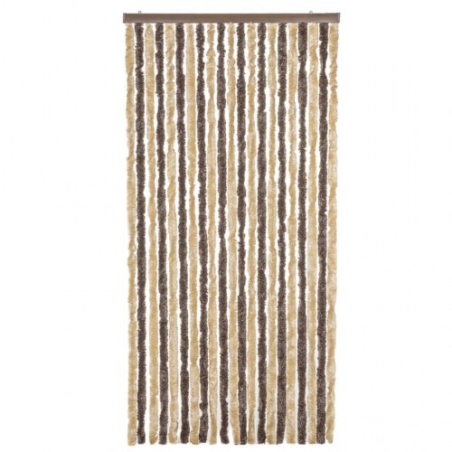 Flueforhæng 90×220 cm i chenille - mørkebrun og beige