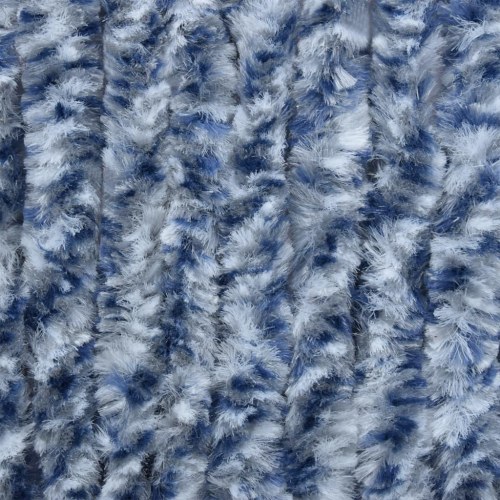 Flueforhæng 100×230 cm i chenille - blå/hvid dørgardin