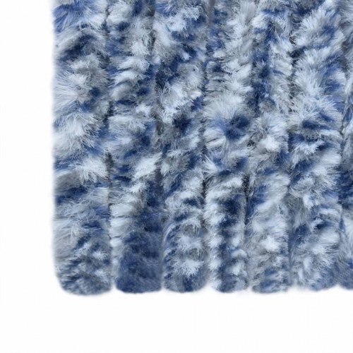 Flueforhæng 100×230 cm i chenille - blå/hvid dørgardin