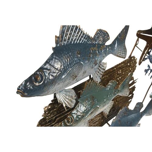 Vægdekoration Home ESPRIT Blå Gylden Middelhavet Fisk 100 x 5 x 46 cm