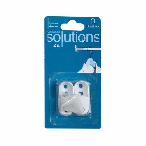 Holder til garderobestang Stor Planet Cintacor Hvid Oval 15 x 25 mm (2 enheder)