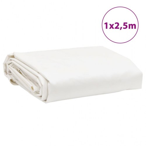 Presenning 1 × 2,5 m - hvid 650 g/m², kraftig PVC-belagt kanvas