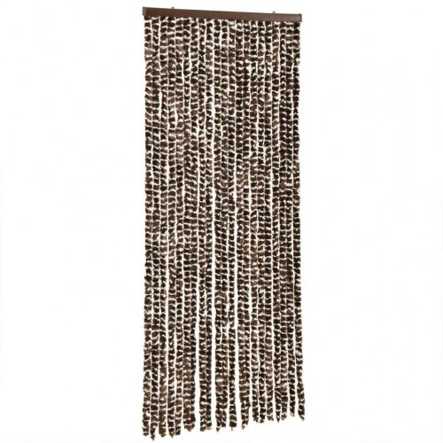 Flueforhæng 100 × 230 cm i chenille - brun/hvid