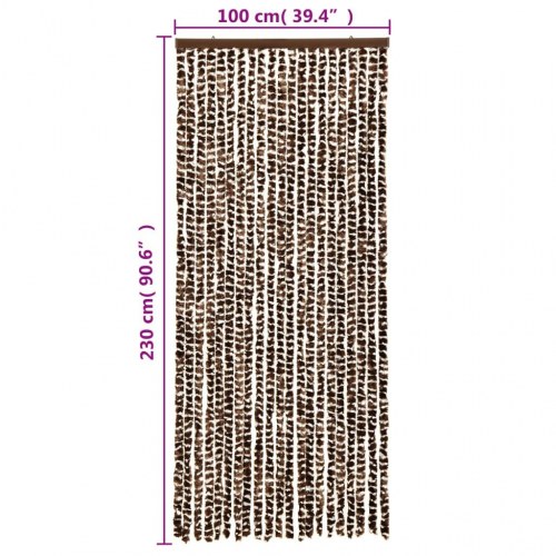 Flueforhæng 100 × 230 cm i chenille - brun/hvid