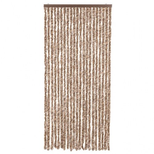 Flueforhæng 100×220 cm i chenille - beige/mørkebrun