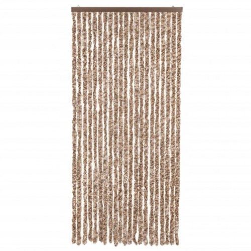 Flueforhæng 90×220 cm i chenille - beige/mørkebrun