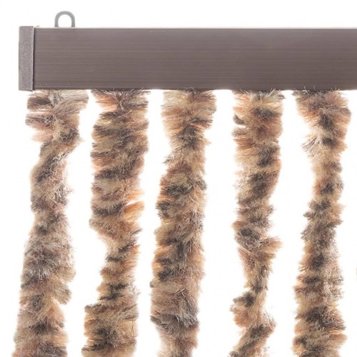Flueforhæng 90×220 cm i chenille - beige/mørkebrun