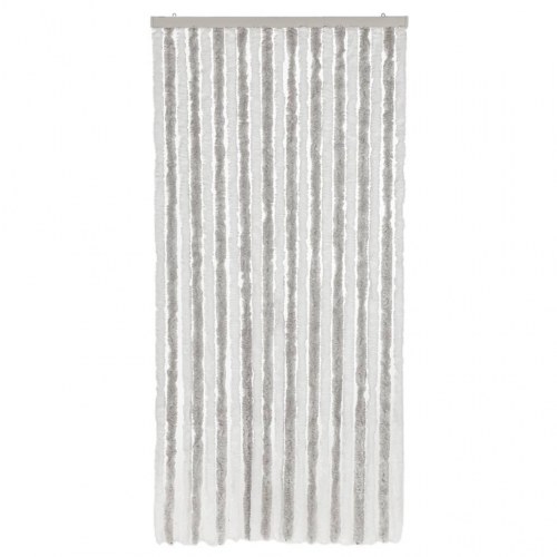 Flueforhæng 90 × 220 cm i chenille - lysegrå/hvid