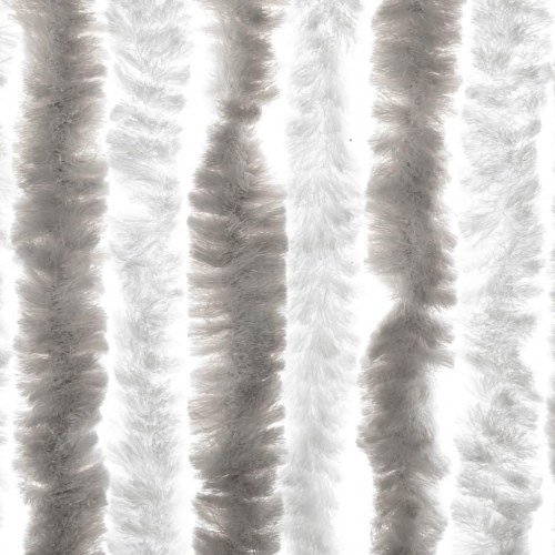 Flueforhæng 90 × 220 cm i chenille - lysegrå/hvid