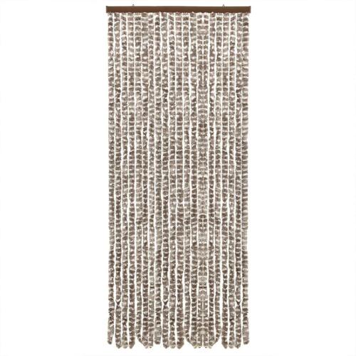 Flueforhæng 90x200 cm chenille gråbrun og hvid