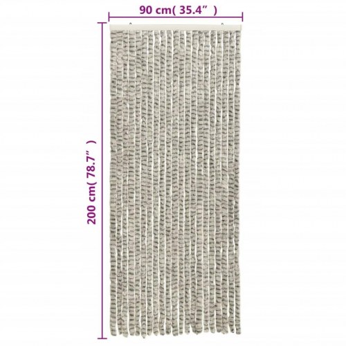 Flueforhæng 90×200 cm i chenille - lysegrå/mørkegrå
