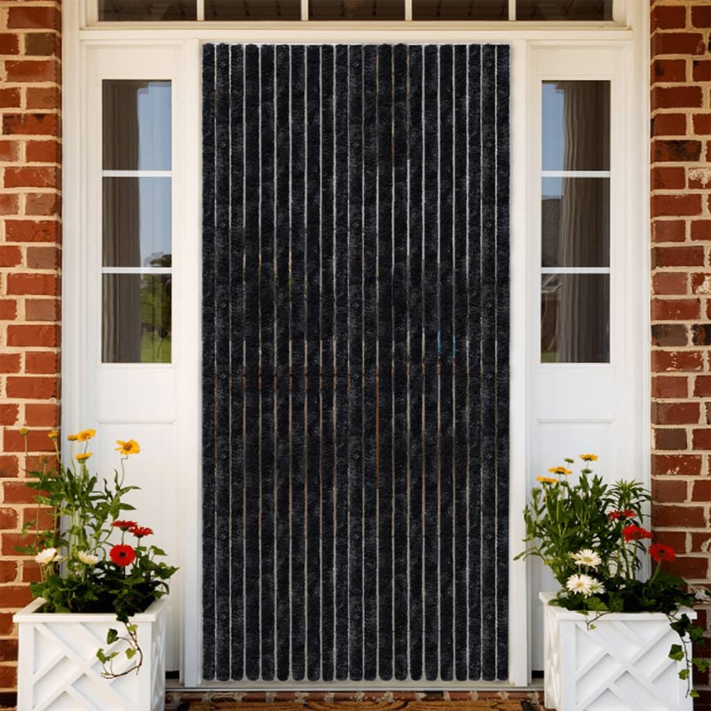 Flueforhæng 100x230 cm chenille antracitgrå