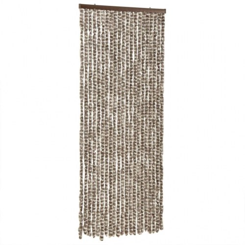Flueforhæng 100×230 cm i chenille - gråbrun/hvid