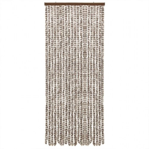 Flueforhæng 100×230 cm i chenille - gråbrun/hvid